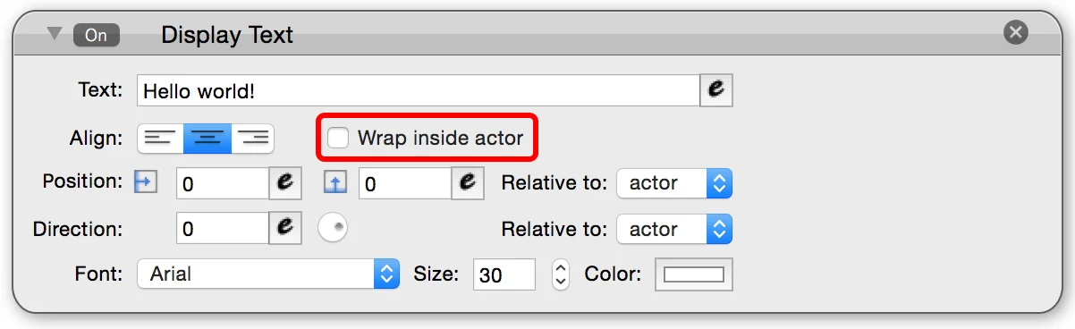 Wrap inside actor panel